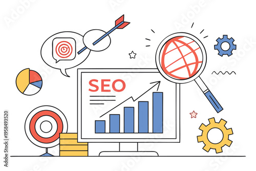 SEO and digital marketing vector illustration