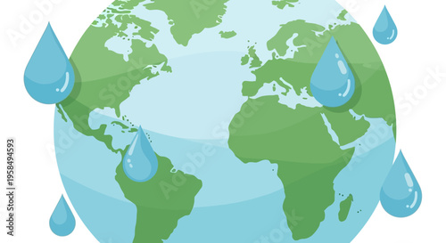 The Earth experiences heavy rainfall with droplets falling on its surface globally outdoors.