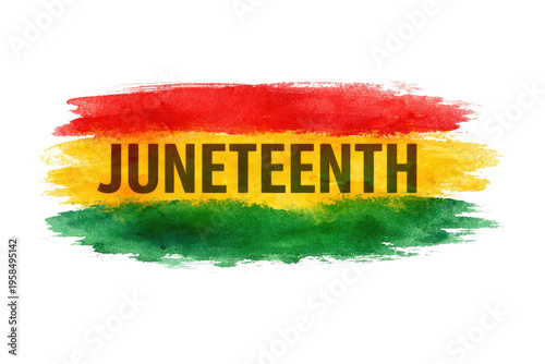 Juneteenth Celebration Banner with Red, Yellow, and Green Brush Strokes isolated PNG with Transparent Background