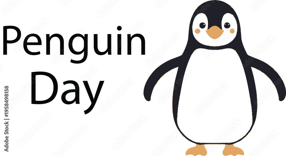 Obraz premium Penguin Day vector illustration with cheerful cartoon penguin character symbolizing wildlife awareness conservation and celebration