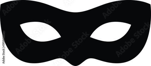 Black carnival eye mask silhouette with elegant curves isolated on white background for masquerade party invitation mystery event celebration and mysterious character graphic design