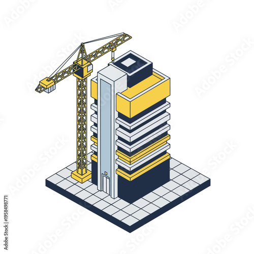 3D Model of Crane and Building.