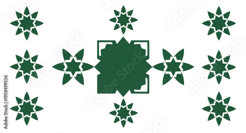 Geometric dark green star pattern on black background