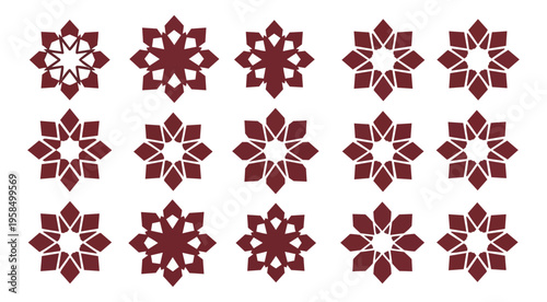 Geometric floral pattern arrangement on black background