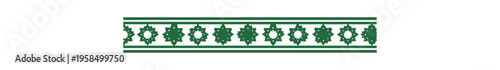 Geometric pattern border design green and white ornamental elements