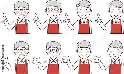 エプロンを着けた男性(上半身)セット2