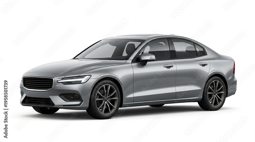 Fototapeta premium generic modern car isolated on white background, no logo, clean design, soft shadow