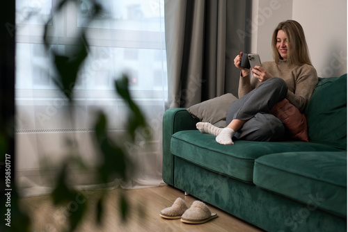 Soft Morning Light Framing a Relaxed Moment on the Sofa