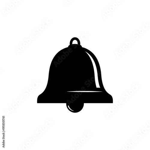 Black bell icon on a, simple illustration