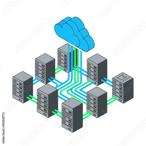 Cloud Computing Servers Network Infrastructure Diagram.