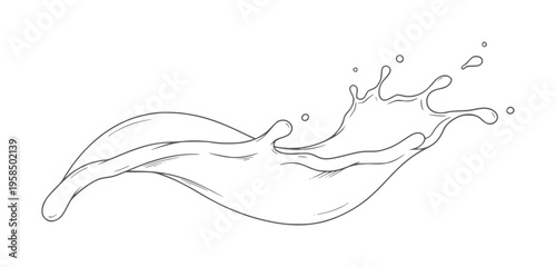 Dynamic liquid splash with droplets in a hand drawn style water motion