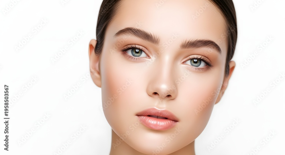 Obraz premium Beauty Portrait of a Young Woman with Perfect Skin and Makeup