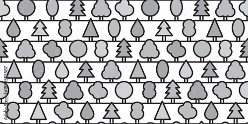 木々の並ぶ森のシンプルな連続模様