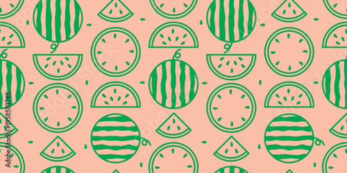夏のフルーツ スイカの繰り返し模様