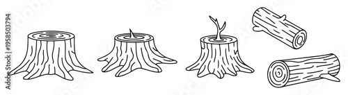 wood stump tree root log icon