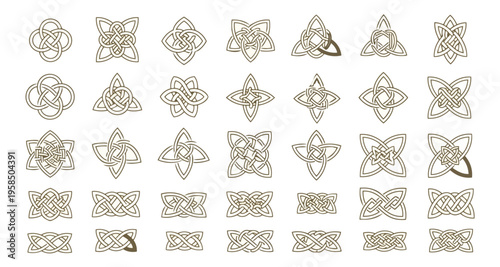 Celtic knot patterns decorative designs repeating elements vector set
