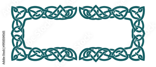 Celtic knotwork frame design isolated black background