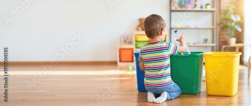 Family recycling activities at home embracing sustainability with reusable solutions in an eco-friendly environment
