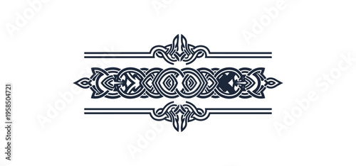 Decorative ornamental border element on black background