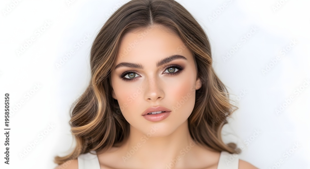 Naklejka premium Beautiful Woman with Perfect Makeup and Healthy Skin