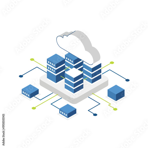 Cloud Storage Servers Connected to Database.