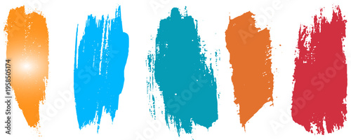 Artistic Multicolor Paint Marks. Creative Brush Stroke Texture Pack. Colorful Paint Stroke Background Elements