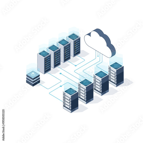 Cloud Computing Servers Data Storage Network.