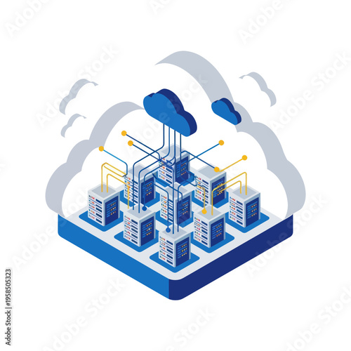 Cloud Computing Data Center Servers Network.