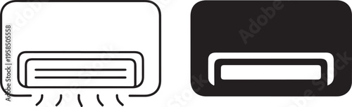 Air conditioning unit icon set with blowing air