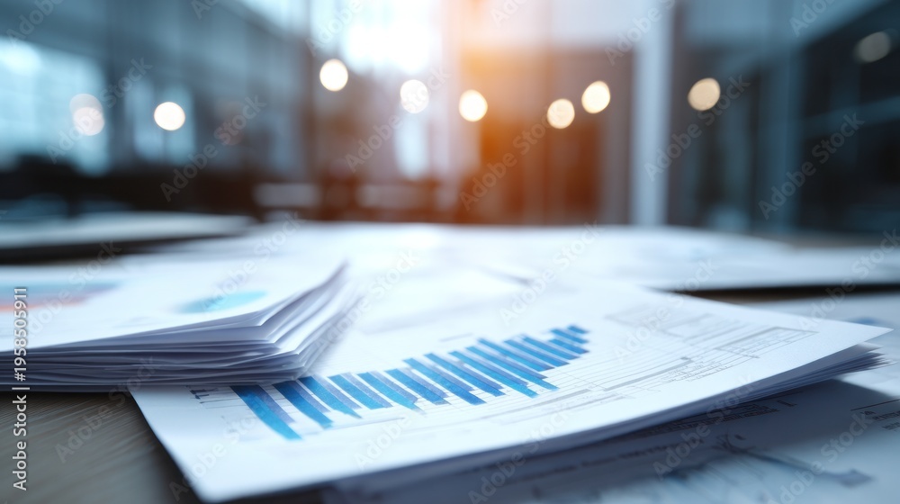 Fototapeta premium Business charts and graphs on table
