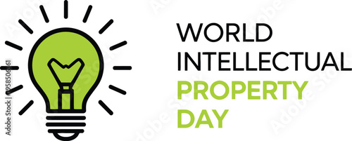 World Intellectual Property Day vector illustration with green light bulb icon symbolizing creativity and innovation