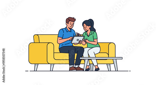 Colleagues Reviewing Project on Tablet in Lounge