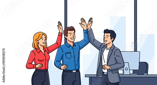 Successful Team Celebrating Office Project Win