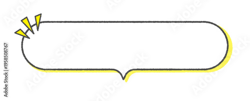 手書きの白バックの吹き出しとポップでかわいい黄色の装飾パーツ - 横長のアイキャッチ線画フレーム素材