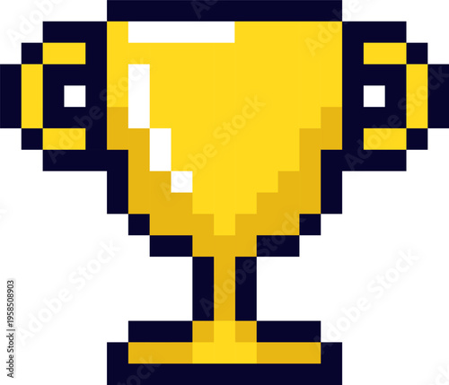 Golden pixel art trophy representing victory and achievement