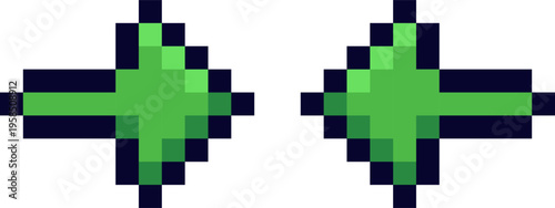 Two green pixel art arrows pointing outwards