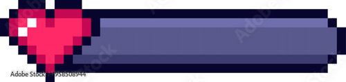 Pixel art heart icon with empty health bar