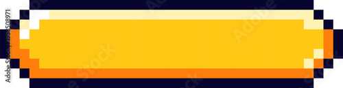 Yellow pixel art button with retro style