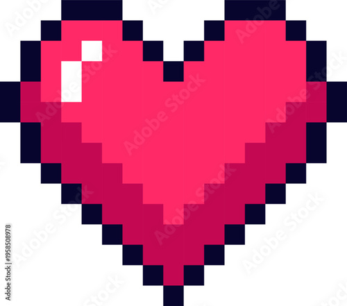Pixel art heart icon symbolizing love and health