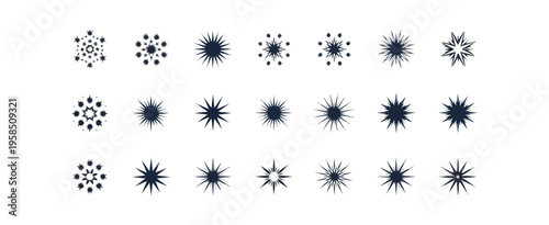 Abstract snowflake patterns against a black background