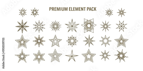 Star elements collection on black background