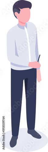 Person standing holding pen representing creativity concept