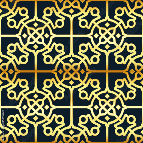 Golden Arabic seamless pattern providing abstract luxury background