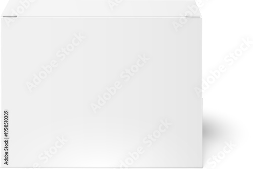 White cardboard box vector mockup template with shadow