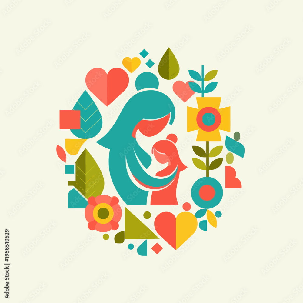 Fototapeta premium Mother Holding Baby in Heart Shape.