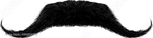 Black handlebar mustache isolated on white background