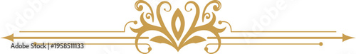 Golden ornate decorative flourish dividing line element