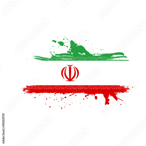 Iran flag brush stroke style isolated on white background. Vector. 