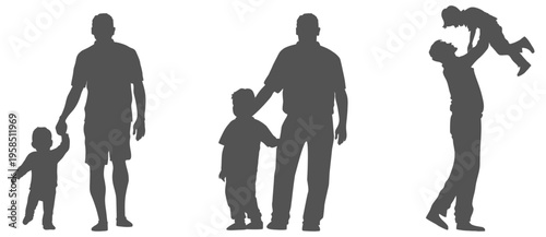 Father and child silhouette set