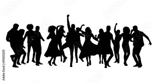Group of people dancing together in a lively and energetic formation